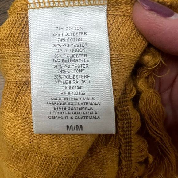 Anthropologie Eri + Ali Beachcomber Fringe Top Ribbed Yellow Top Tank Boho Sz M - Picture 9 of 9